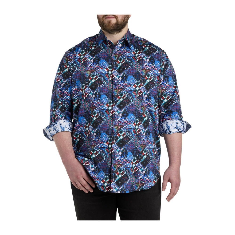 Robert Graham Chaney Sport Shirt 2XL XXL Blue Multicolor‎ Print Casual Party